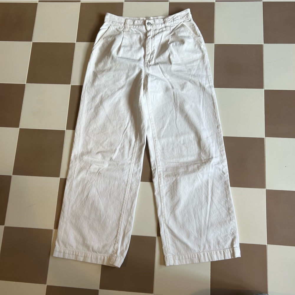 Madewell High Waist White Wide Leg Crop Jeans Size 27T - Picture 1 of 9